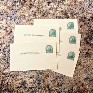Lot of 5 Pre-Stamped 1 Cent Thomas Jefferson Postcards, Unused, 2 Bucks Each